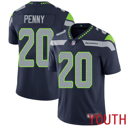 Seattle Seahawks Limited Navy Blue Youth Rashaad Penny Home Jersey NFL Football #20 Vapor Untouchable->youth nfl jersey->Youth Jersey